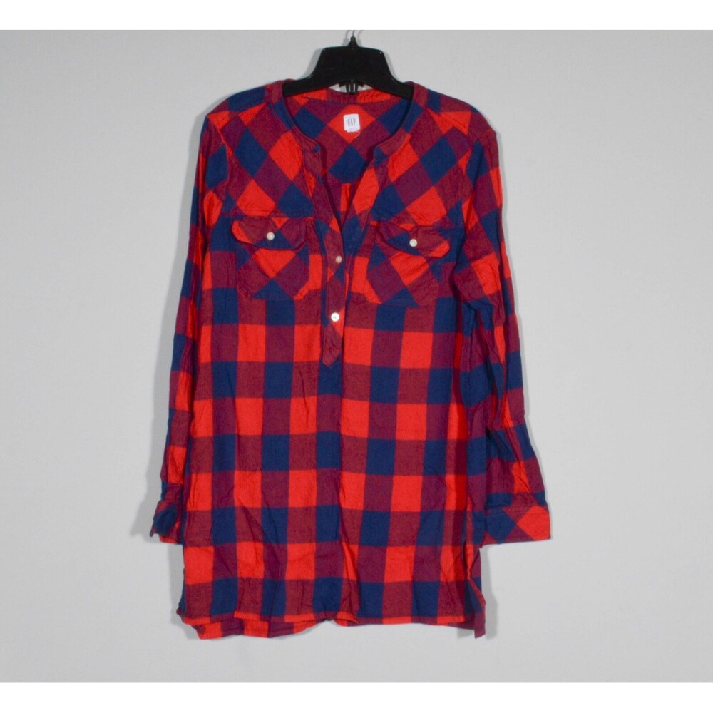 Gap Women's Red & Blue Buffalo Plaid Pull Over Shirt Sz M